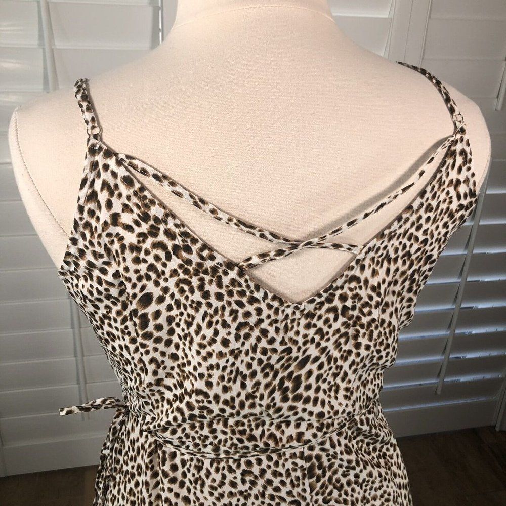 CBrand Strappy Leopard Print Wrap Dress XXL Hi Lo Plus Sexy Night Out Adjustable - Picture 11 of 12